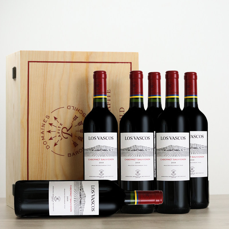 拉菲红酒losvascos智利巴斯克华诗诗歌红葡萄酒6支装干红静态葡萄酒