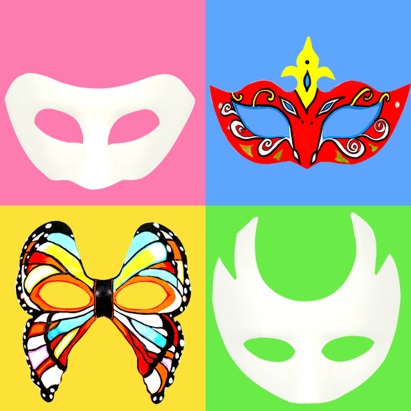 创意面具儿童绘画纸浆脸谱手工diy手绘涂鸦幼儿园假面