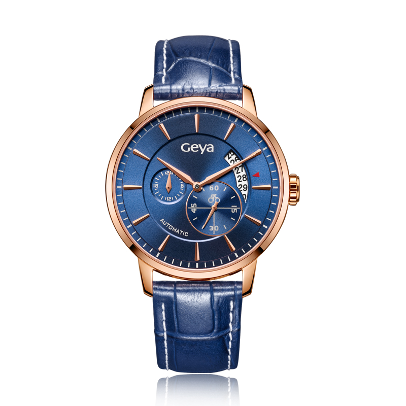 geya格雅手表男机械表全自动防水男表真皮表带手表奥运纪念款8197