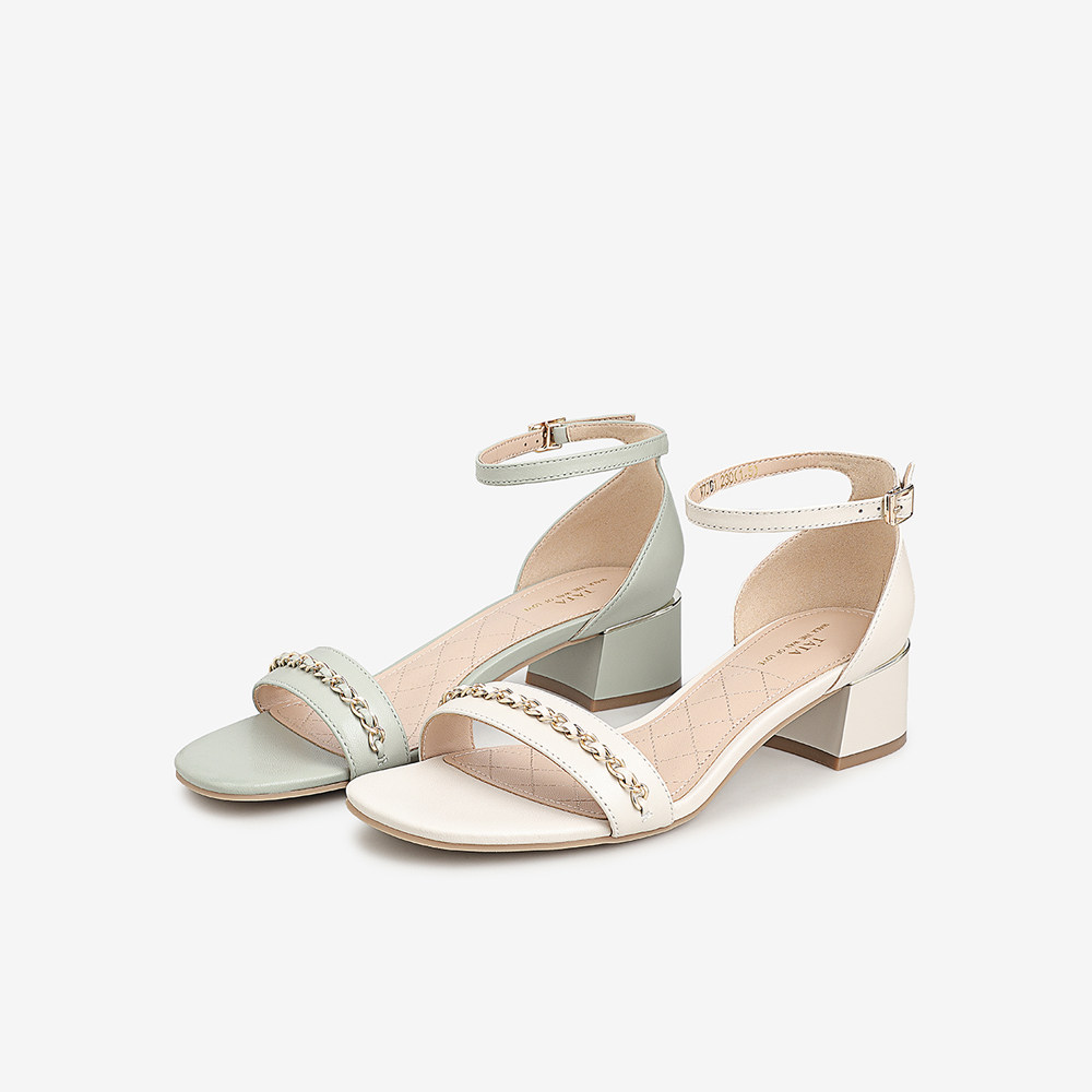 tata新款女鞋方跟百搭凉鞋时装一字时尚夏时尚时装凉鞋