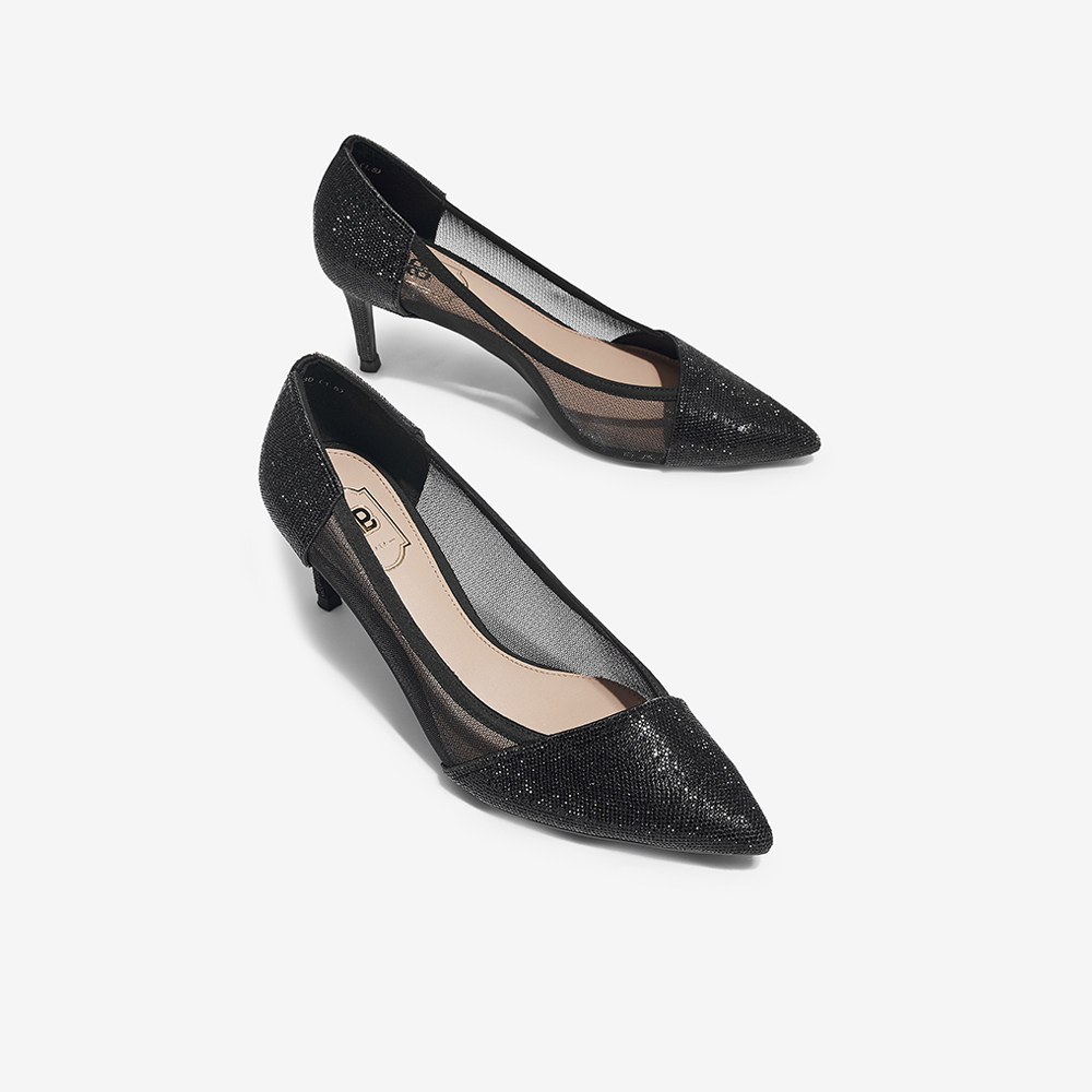 tata他她时尚网纱尖头细高高跟鞋仙女女单女鞋单鞋