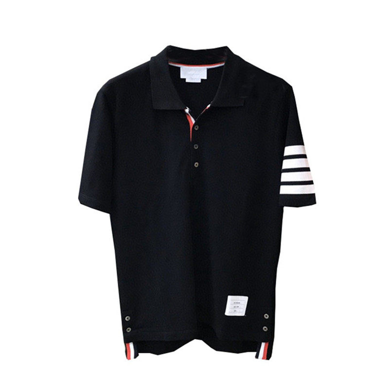 欧洲站夏季新款tb翻领短袖t恤男经典四条杠珠地棉保罗衫半袖polo