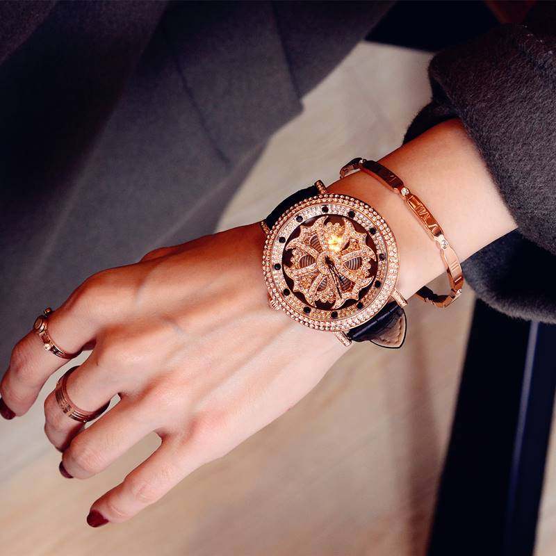 黑色霸气时来运转手表女炫酷女个性帅气时尚潮流表盘国产腕表