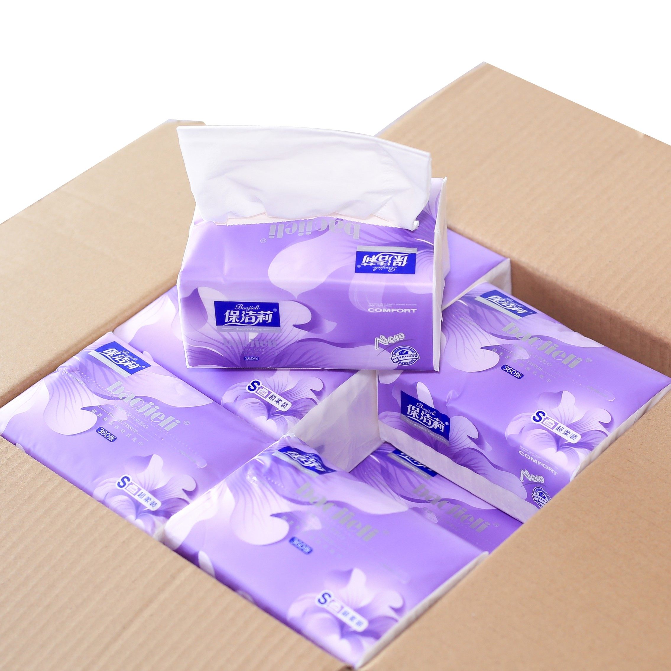 保洁莉抽纸整箱24包超柔实惠家庭装3层婴儿面巾纸家用家庭餐巾纸