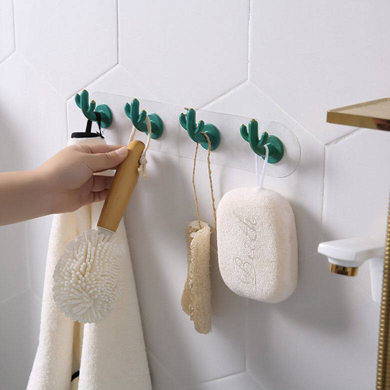 无痕仙人掌造型壁挂联排挂钩立体贴吸墙粘多用途挂钩