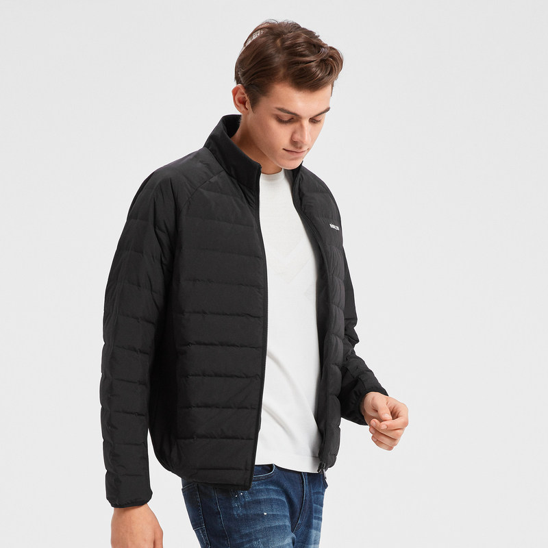 劲霸男装男士羽绒服秋冬季白鸭绒鸭绒休闲立领短版茄克羽绒服