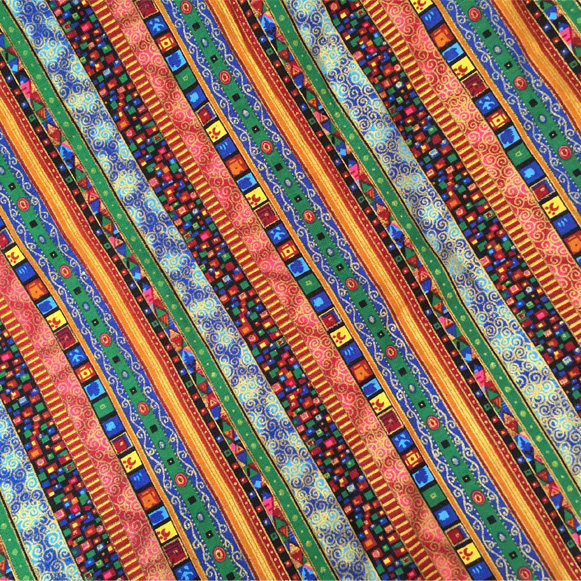 布料东南亚复古烫金条纹民族风服装装饰面料礼品包装海绵垫