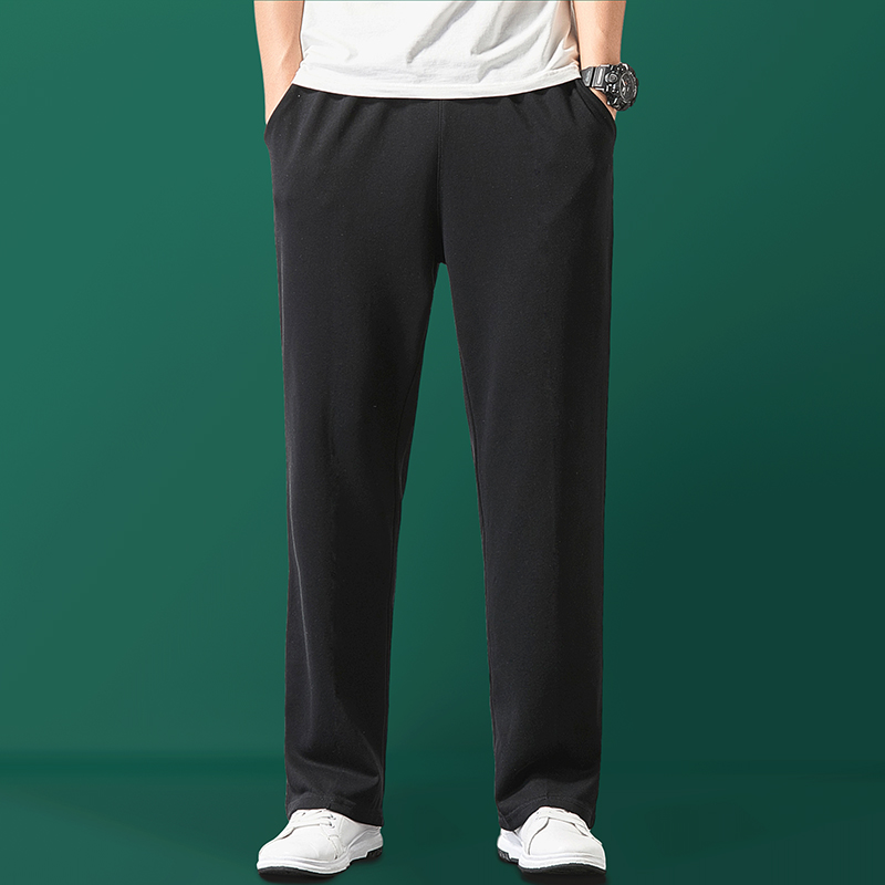 运动裤男宽松直筒春秋夏季新款休闲长裤针织阔腿纯棉薄款卫裤男潮