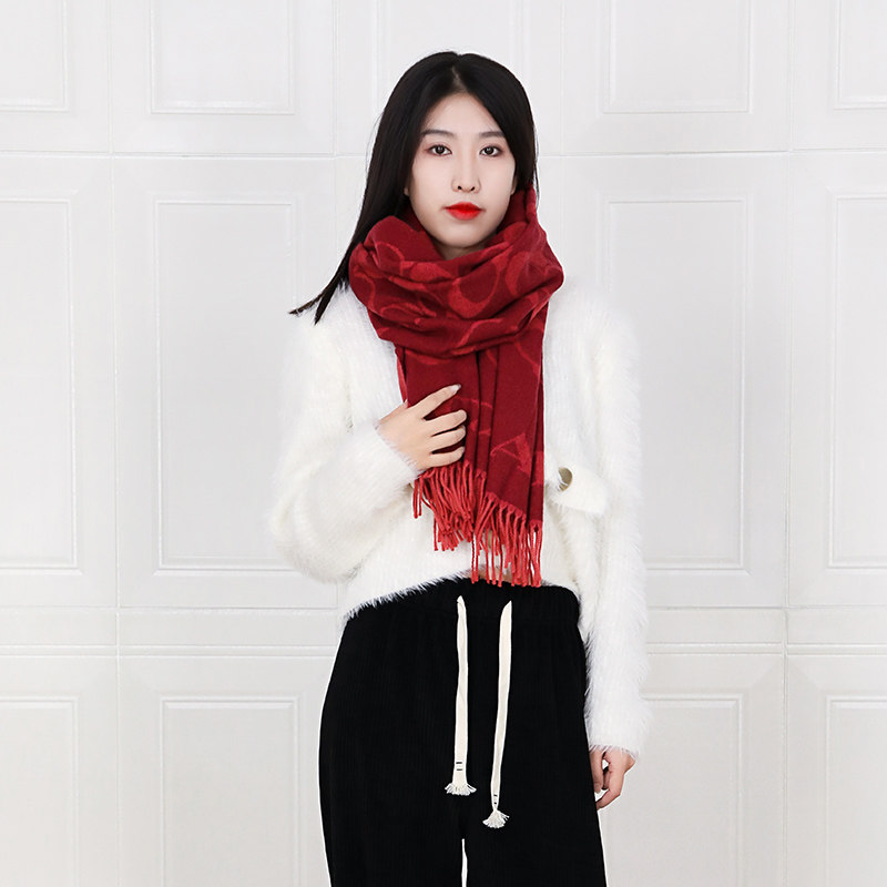 coach蔻驰官方22年秋冬新款男女情侣羊毛真丝围巾