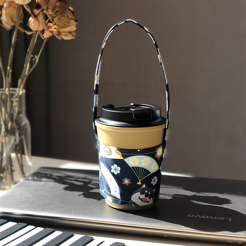 rivers环保杯套日系手工布艺手提奶茶保护套咖啡杯套