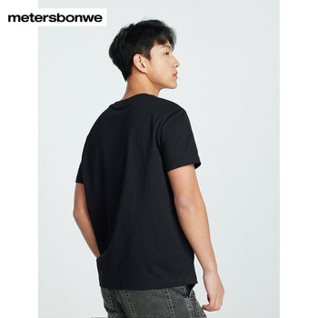 ເສື້ອຍືດ Metersbonwe Unisex 2024 Summer New Basic Versatile Net Knitted Short-Sleeved Top
