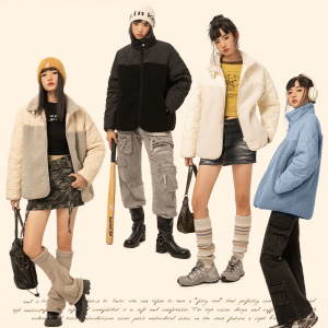one more羊羔毛棉服女秋冬季2025年新款小个子棉袄加厚夹棉外套Y