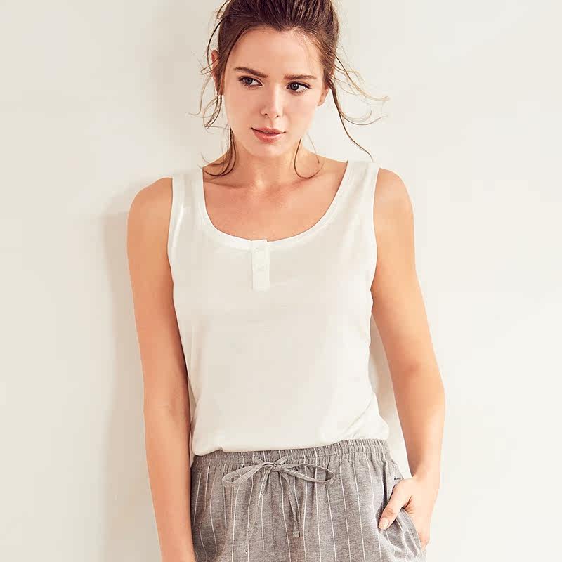 曼妮芬女士圆领背心 舒适透气无袖百搭t恤 休闲家居564804104696
