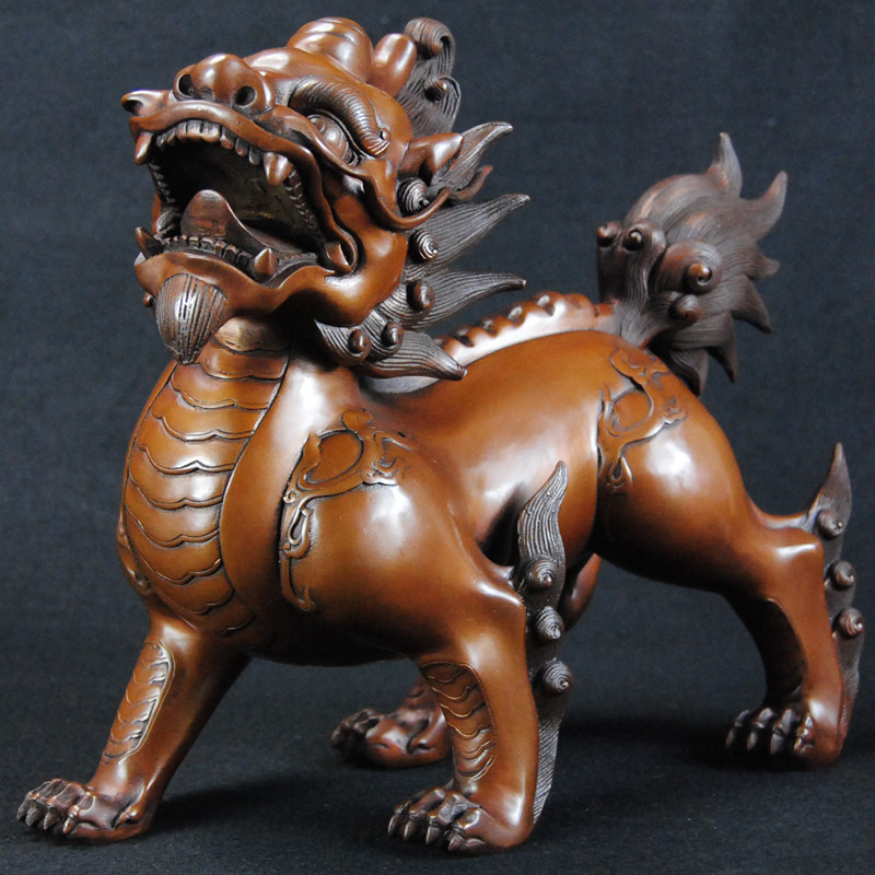 紫铜貔貅摆件一对纯铜麒麟办公室客厅工艺品家居饰品摆件