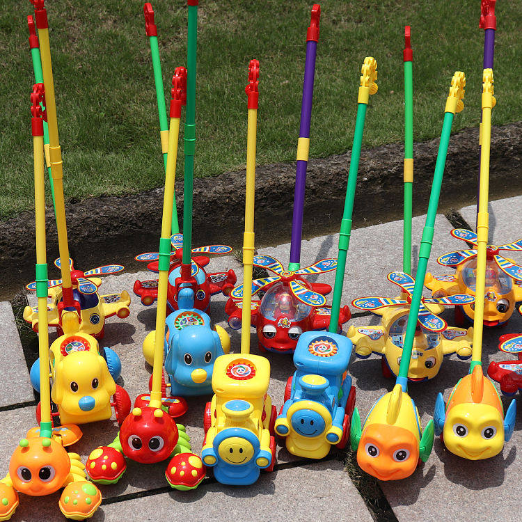 儿童手推飞机玩具学步推推乐玩具车单杆小孩拉杆手推学步玩具