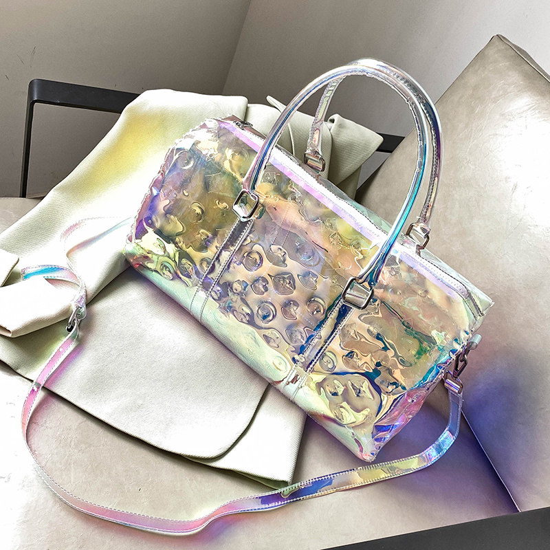 透明旅游行李轻便小型潮牌镭射包包女包镭射健身旅行袋