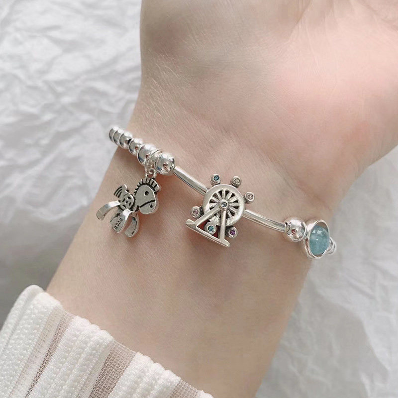 正生银饰小木马大风车手链女款潮品转运手饰s925手链