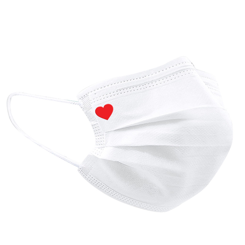 小爱爱心网红一次性口罩黑白白色大人人儿童女口罩