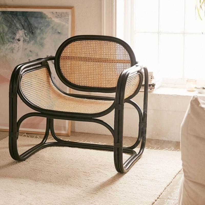 单人沙发复古茶几民宿客栈休闲阳台藤椅竹编藤
