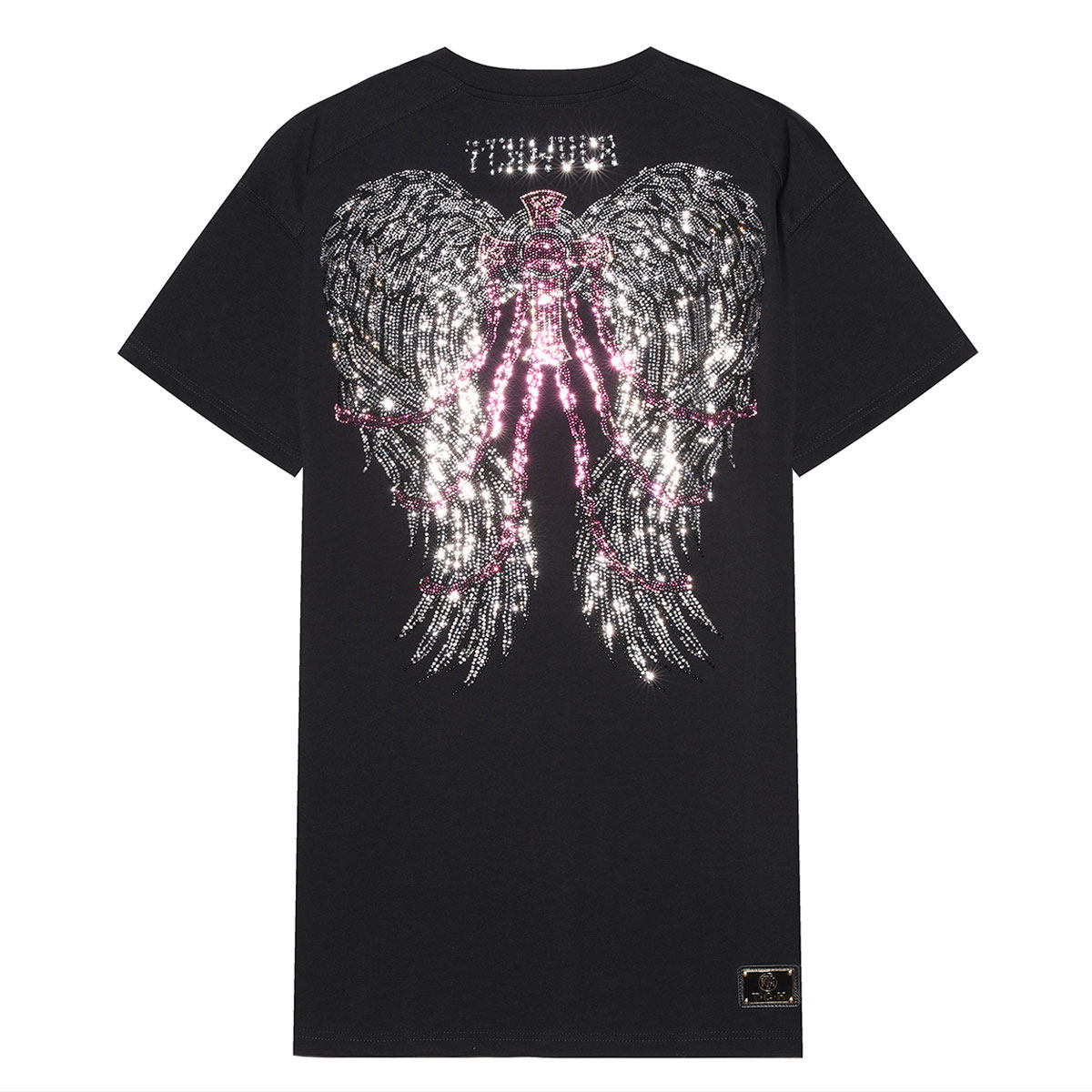 直播间专享tch潮牌墨镜豹子翅膀烫钻黑色短袖t恤