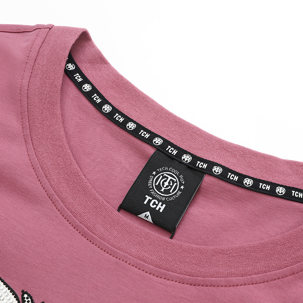 直播间专享tch潮牌咆哮字母烫钻紫色t21110c6070t恤