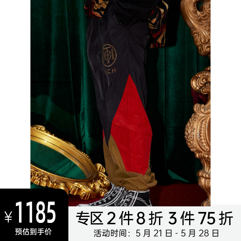 TCH潮牌烫钻宽松松紧腰休闲长裤男女同款T213206032