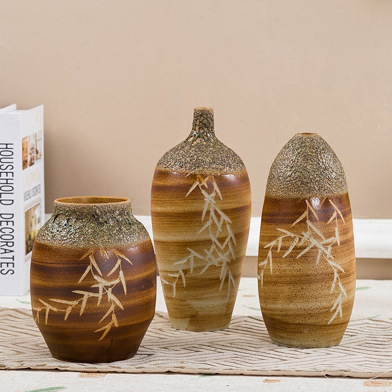 陶瓷灰色泡泡工艺品花瓶手工拉坯雕刻景德镇高温花瓶