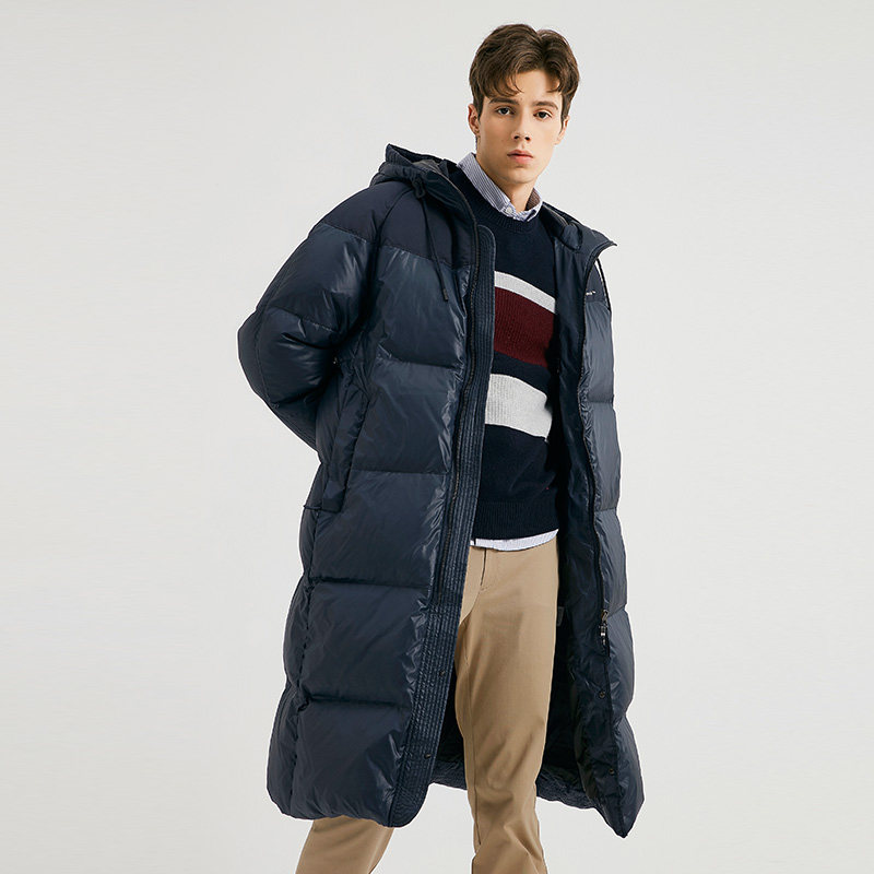 beanpole滨波情侣款宽松过膝长款连帽简洁加厚保暖羽绒服