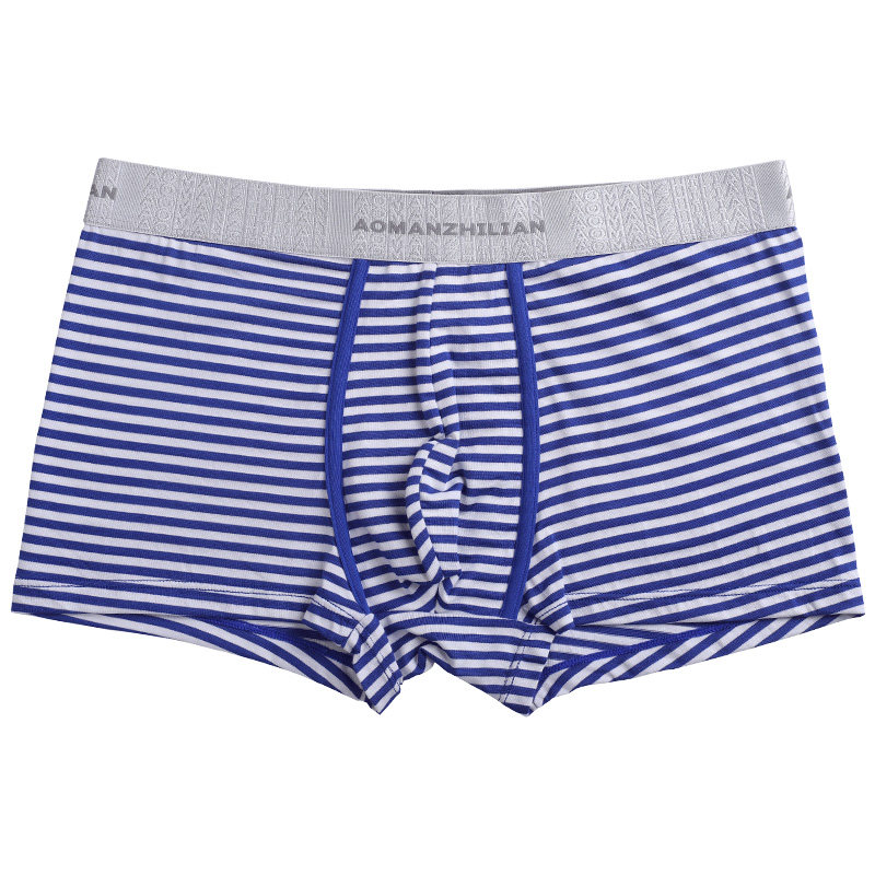 傲慢之恋条纹内裤男士四角纯棉蓝白男士内裤平角青少年内裤