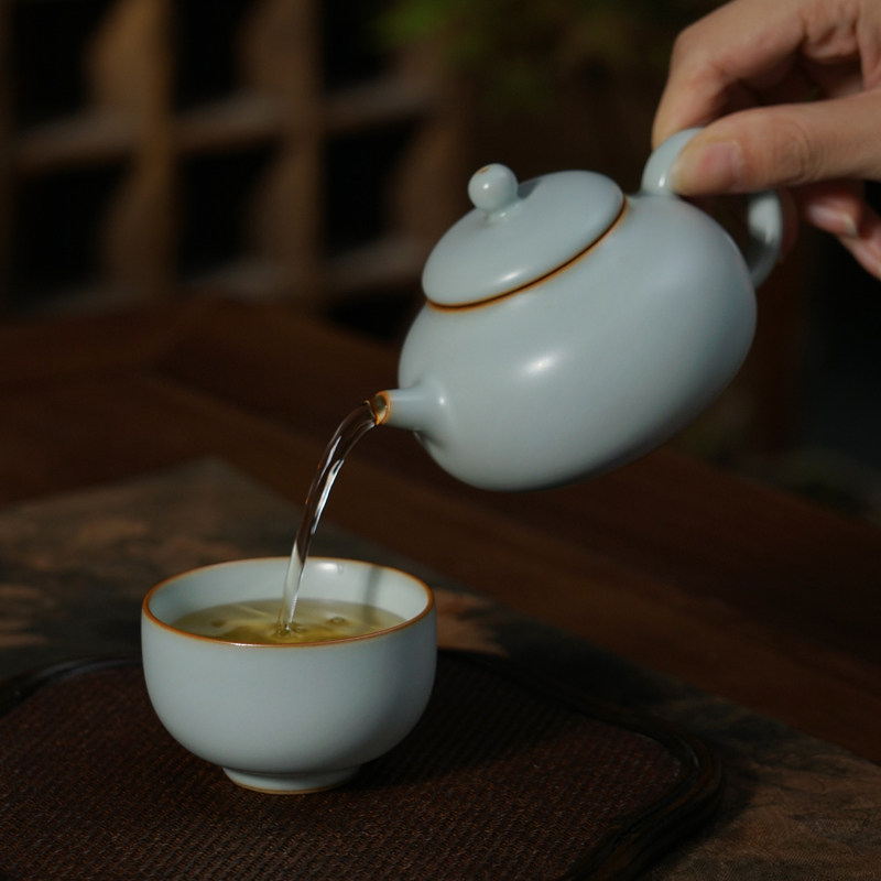 仁慈佑物汝窑西子景德镇茶壶单壶仿古不开片汝茶壶