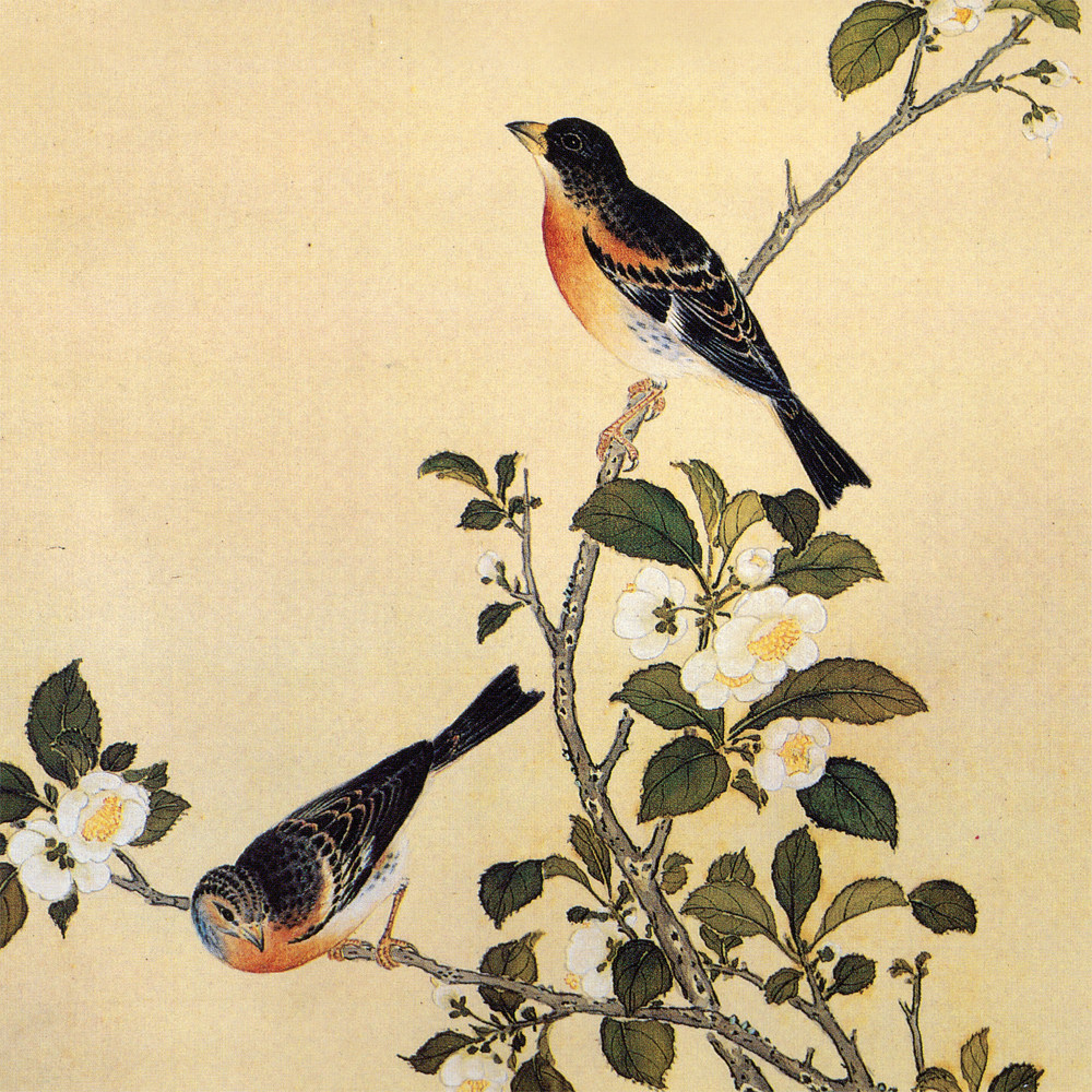 故宫鸟谱燕雀仿古古画复制名人字画名家书画29x32国画