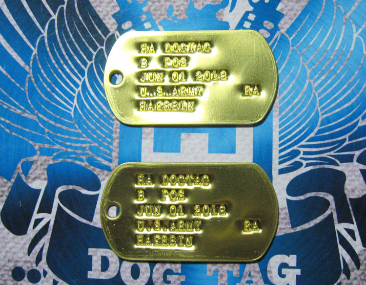 定制军牌冲压凹版黄铜美军身份dogtag美国大兵身份牌