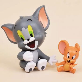 Tom and Jerry Blind Box I Love Cheese Tom Cat Doll Jerry Mouse Figure Car Ornament Doll ຂອງຂວັນ Desktop