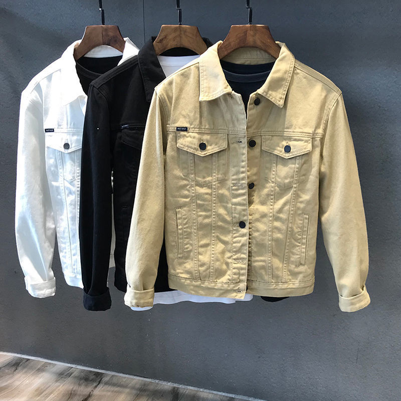 春秋季简约高端百搭男装牛仔外套男韩版潮流薄款夹克春秋黑色衣服