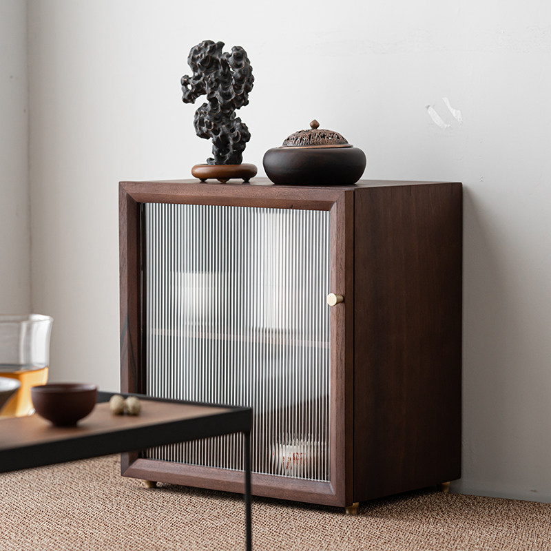 草木祠防尘胡桃木茶具收纳柜餐边柜茶壶茶杯展示柜茶道