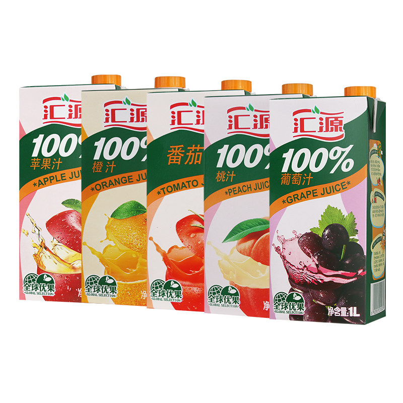 汇源果汁100%橙葡萄苹果番茄桃汁1l*12盒 整箱 多省包邮