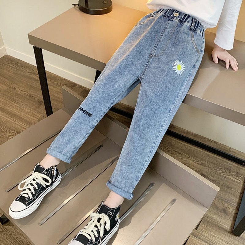 女童女孩裤子长裤洋气休闲儿童女孩儿春秋12岁牛仔裤