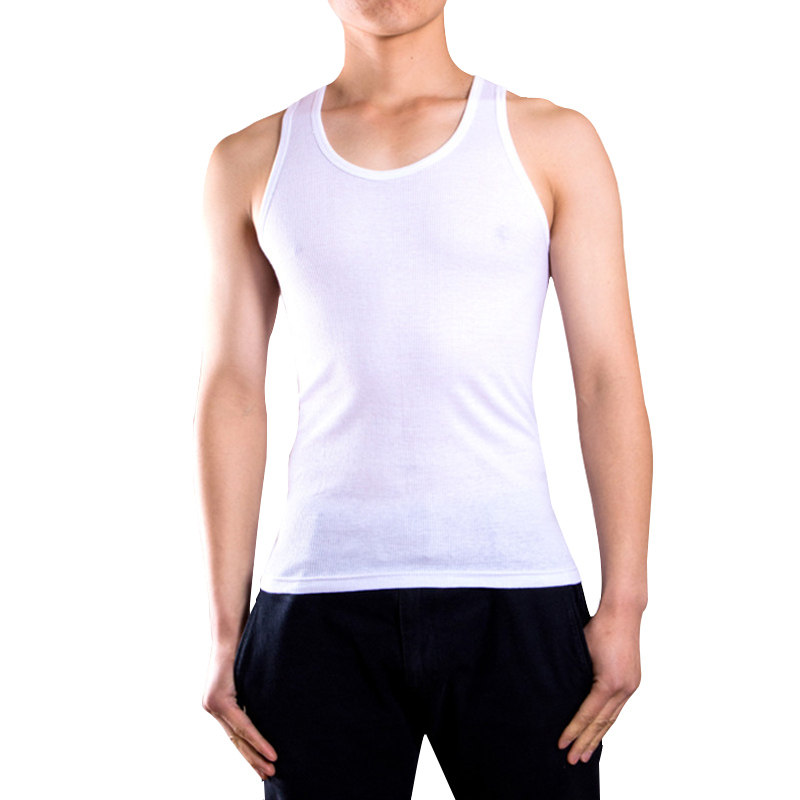 2件男士背心夏季潮无袖修身型跨栏运动健身弹力打底白色汗衫男 - 天天