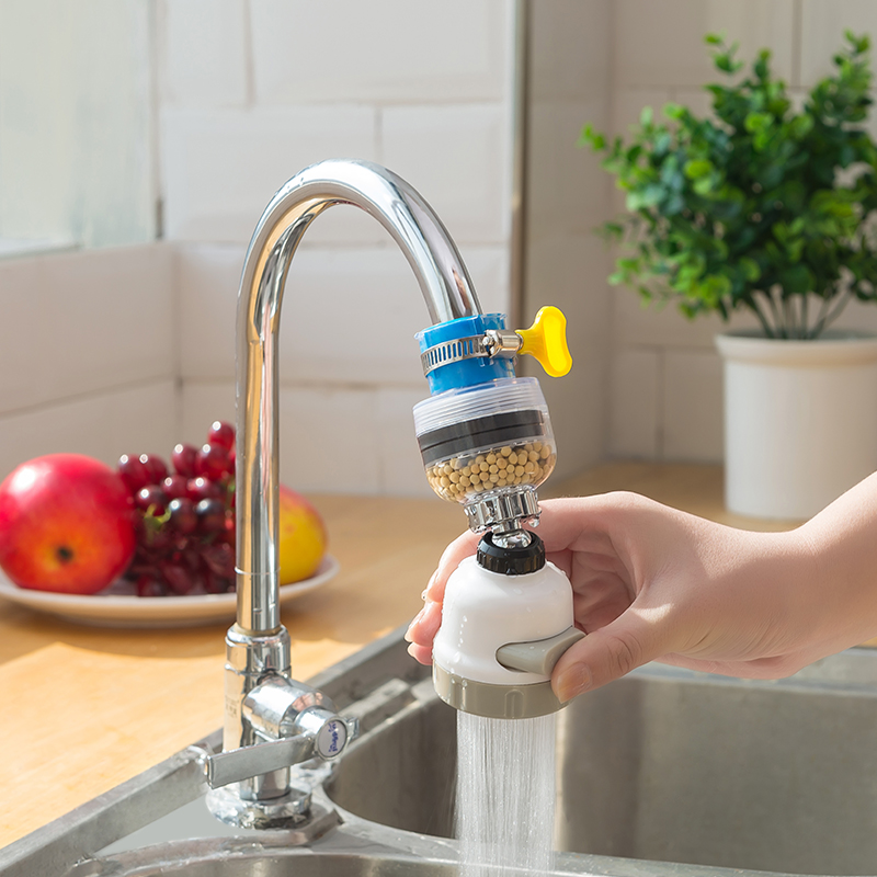 三挡增压净水器旋转过滤器圆形水龙头通用起泡厨卫麦饭石花洒