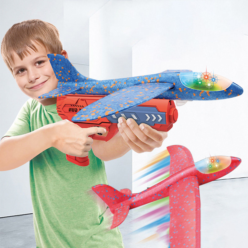 弹射泡沫飞机发射儿童户外空战软弹发射器枪战飞盘