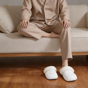 厚底居家棉拖鞋男可拆洗内胆毛绒加绒加厚可机洗防水棉拖鞋女防滑