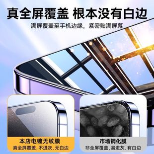 适用苹果14pro全屏钢化膜iphone15防指纹13promax手机膜14pro防摔防爆xsmax保护膜xr屏保xs防指纹护眼11高清