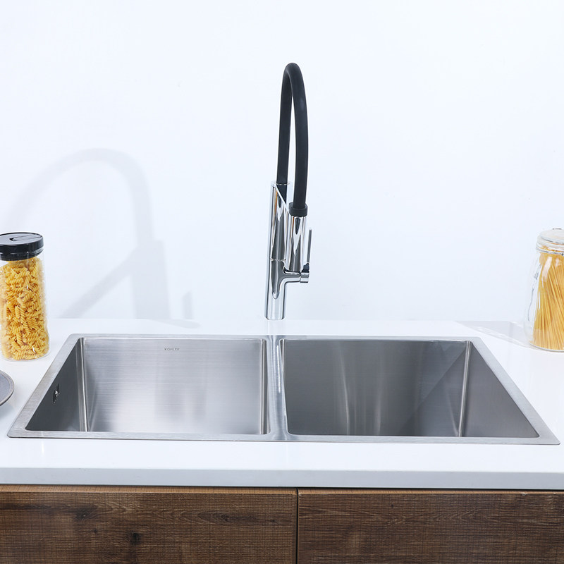科勒不锈钢菜盆洗菜家用台下水槽手工斯莱钻厨水槽套餐