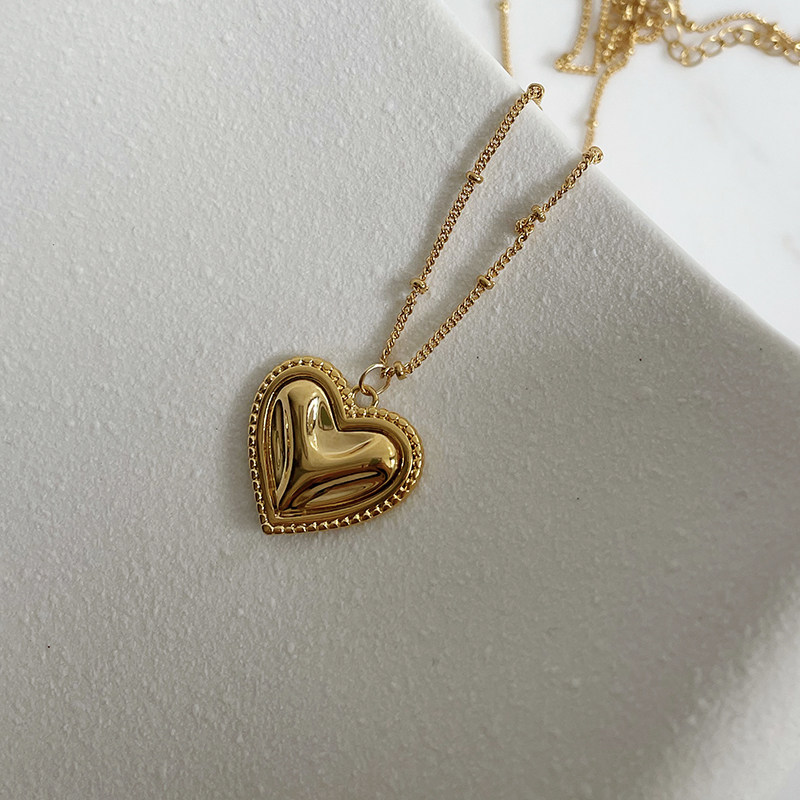 法式复古爱心项链女桃毛衣轻奢ins小众甜美项链