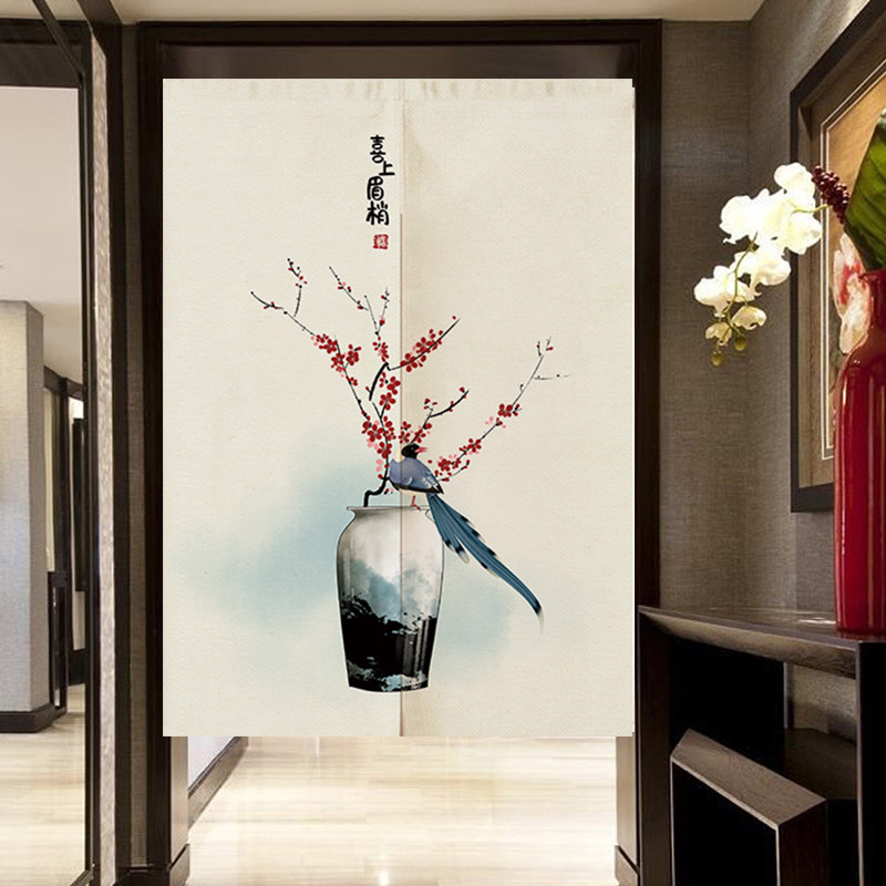 中式布艺门帘卧室装饰半帘厨房隔断玄关布挂帘门帘