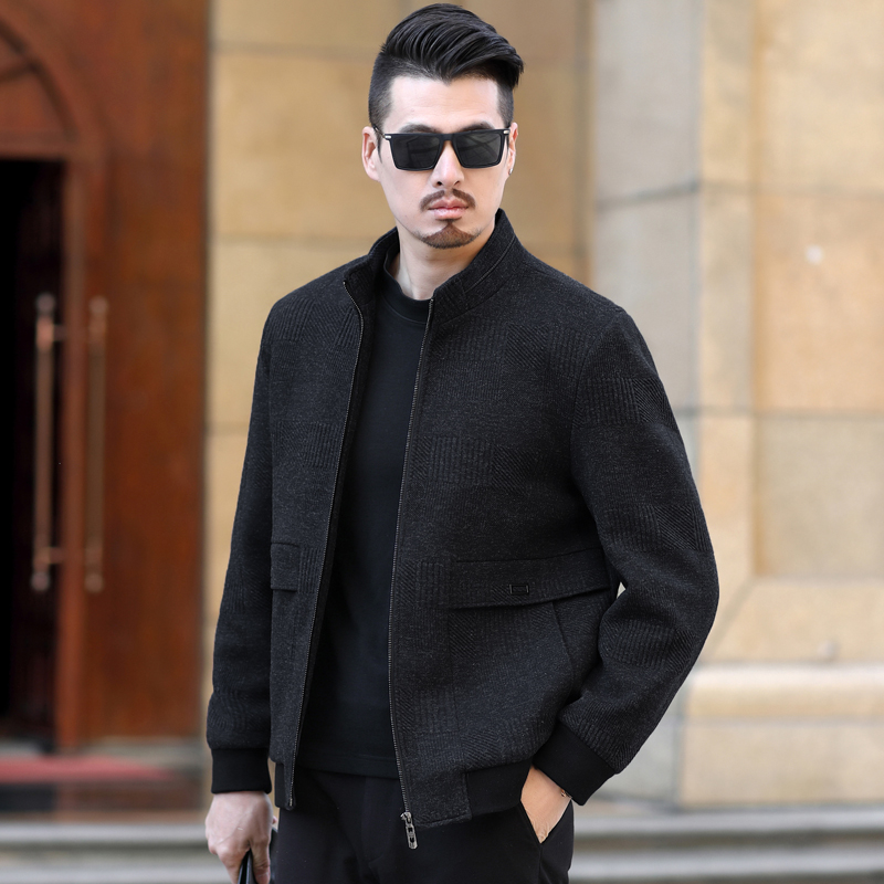 中老年毛呢外套男2022新款40岁50爸爸秋装薄款呢子中年休闲夹克男