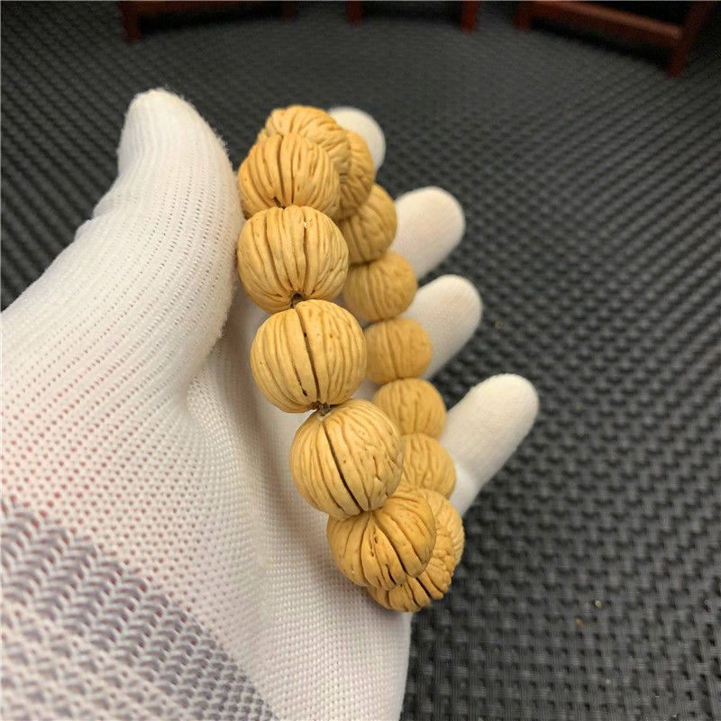祥安阁天然竖纹桃核手串树皮纹矮装脑山桃核桃菩提