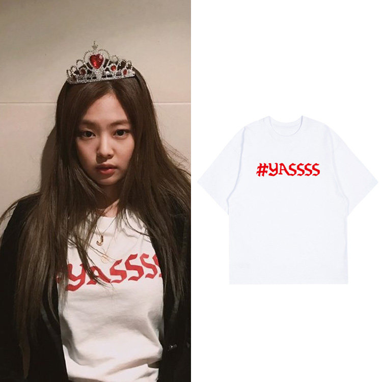 blackpink金智妮同款短袖恤印花落半袖男女宽松纯棉t恤