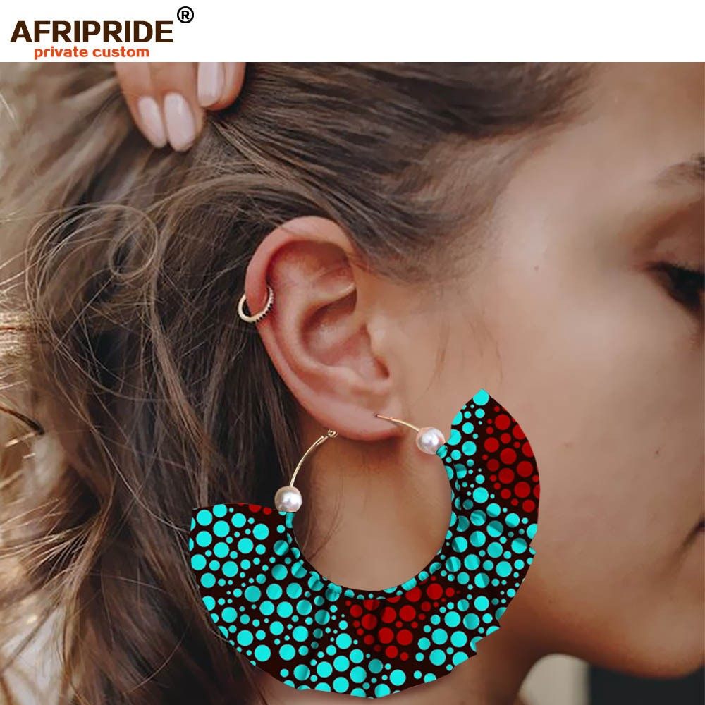 africanearrings非洲民族印花蜡染全棉手工艺品夸张耳环耳环