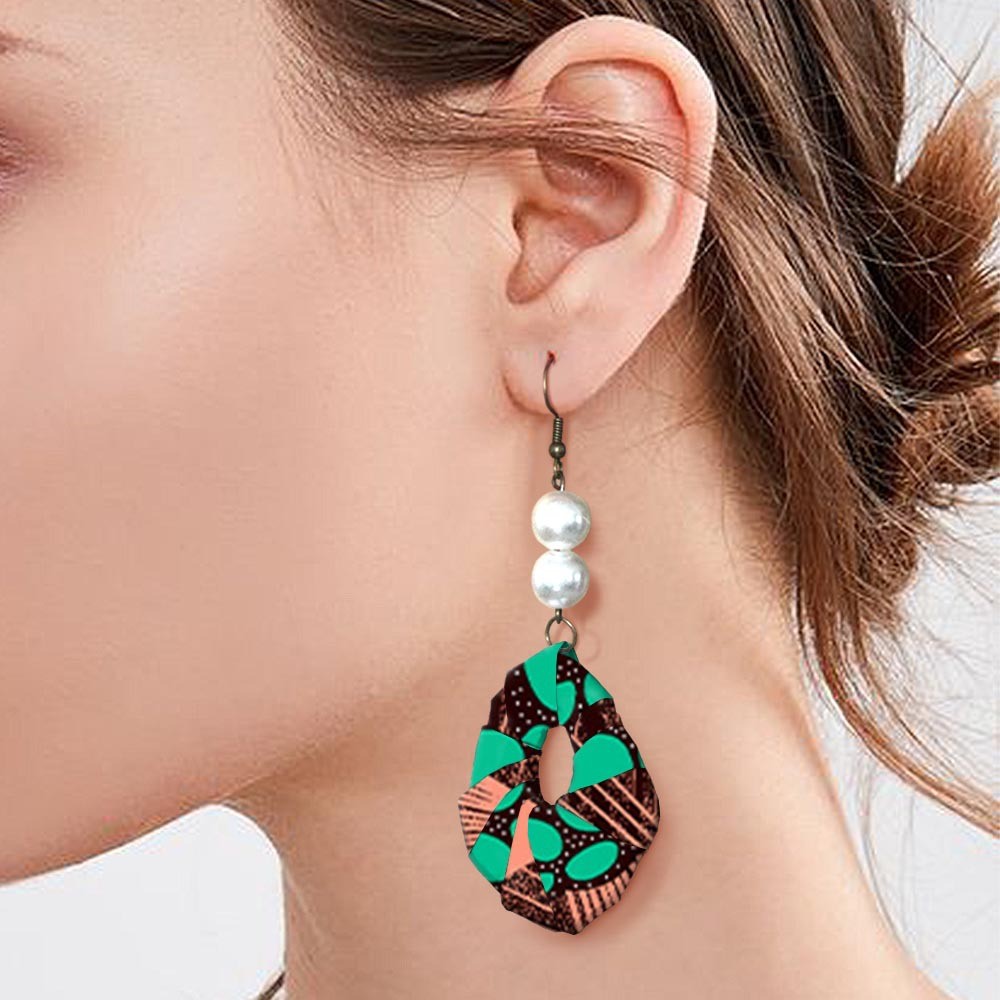 africanearrings非洲民族印花蜡染全棉手工艺品夸张耳环耳环